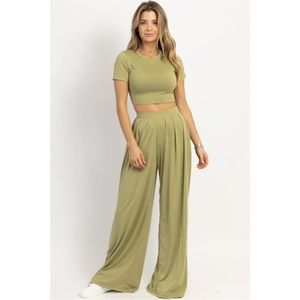 Sage Green Palazzo Pant Set From Labeye